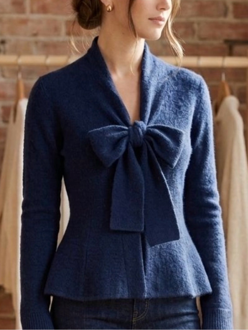 Cynthia Rowley Navy Tie-Front cashmere Cardigan size S
